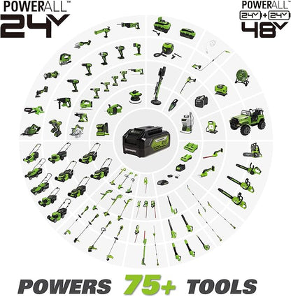 Greenworks 24V (90 MPH / 320 CFM / 125+ Compatible Tools) Cordless Axial Leaf Blower, 2.0Ah Battery and Charger Included - LeafyLoom