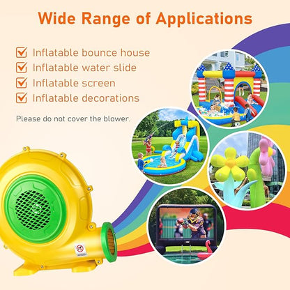 370W 0.5HP Air Blower: Bounce House Blower - Commercial Electric Blower for Inflatables - Work for Bouncy Castle Jump Slides Water slides Inflatable Arch - LeafyLoom