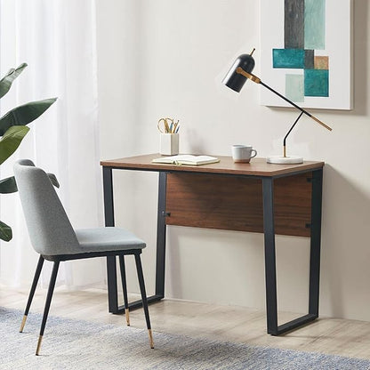 510 DESIGN Carlyle Home Office Computer Desk for Small Spaces - Industrial Wooden Top Writing Table with Sturdy Metal Legs, Living Room Furniture, Easy Assembly, 38" W x 22" D x 30" H, Dark Coffee - LeafyLoom