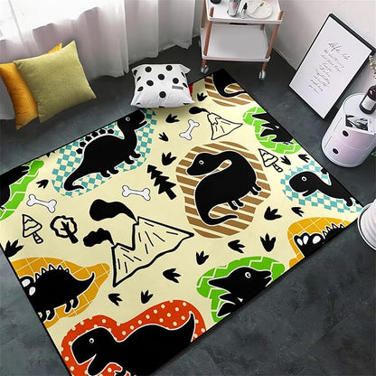 Dinosaur Rugs for Boys Bedroom - Kids Bedroom Rug Dinosaur Pattern Area Rug Kids Play Rugs for Boys Dinosaur Bedroom Decor for Boys Colorful Dinosaur Print Area Rug Kids Rugs for Bedroom,5'×7' - LeafyLoom