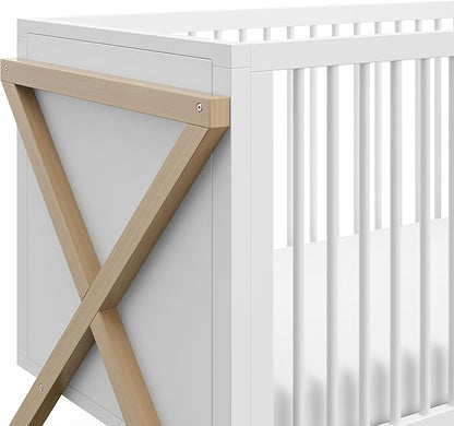 Storkcraft Equinox 3-in-1 Convertible Crib (Driftwood) - Easily Converts to Toddler Bed & Daybed, 3-Position Adjustable Mattress Support Base, Modern Two-Tone Design for Contemporary Nursery - LeafyLoom