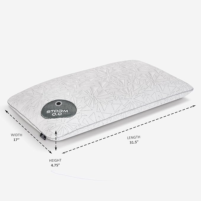 Bedgear Storm King Performance Pillow - Size 0.0 - Cooling Bed Pillow for Hot Sleepers - Medium Pillow for All Sleep Positions, Hypoallergenic, Washable & Removable Cover - 20" W x 36" L x 4.75" - LeafyLoom