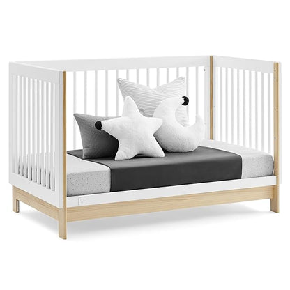 GAP babyGap Tate 4-in-1 Convertible Crib - Greenguard Gold Certified, Bianca White/Natural - LeafyLoom