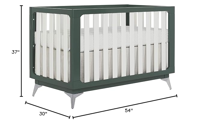 Sweetpea Baby Ultra Modern 4-in-1 Convertible Crib in Green in Olive, Greenguard Gold Certified , 58.5x30x47 Inch (Pack of 1) - LeafyLoom