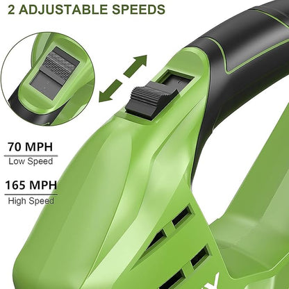 Leaf Blower Cordless- 20V 5.0 Battery-Powered Leaf Blower, 80-150MPH, Upgraded Motor and Mini Electric Leaf Blower with Charging Seat for Use in The Yard or Lawn - LeafyLoom