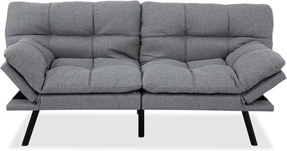 MUUEGM Futon Sofa Bed,Convertible 71" Couch Sofa, Modern Grey Sleeper Sofa with Adjustable Backrest for living room,Memory Foam Sofa Futon Couch Bed,Light Grey - LeafyLoom