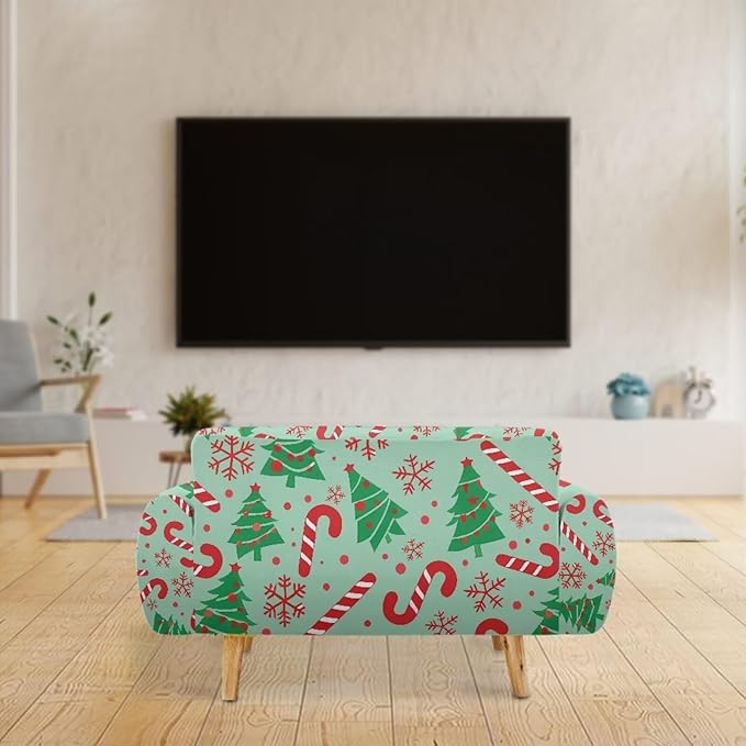 FKELYI Green Christmas Tree Sofa Slipcover Comfortable Sofa Couch Cover with Elastic Bottom Stretch Furniture Protector for Indoor L FKELYI