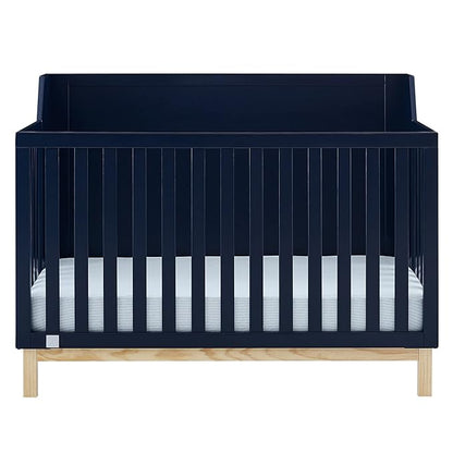 Delta Children babyGap Oxford 6-in-1 Convertible Crib + Brannan Bear Bookcase with Bins + Brannan Bear Wall Shelf with 4 Hooks, Navy/Natural (Bundle) - LeafyLoom