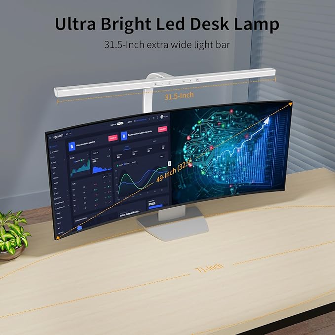 EppieBasic LED Desk Lamp, 24W Architect Clamp Task Table Lamp, Office Desk Lamp Super Bright Extra Wide Area Drafting Work Light,6 Color Modes and Stepless Dimming for Workbench, Reading, Monitor - LeafyLoom