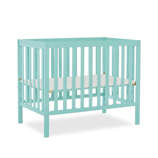 Edgewood 4-In-1 Convertible Mini Crib In Mint, JPMA Certified, Non-Toxic Finish, New Zealand Pinewood, With 3 Mattress Height Settings, Included 1" Mattress Pad - LeafyLoom