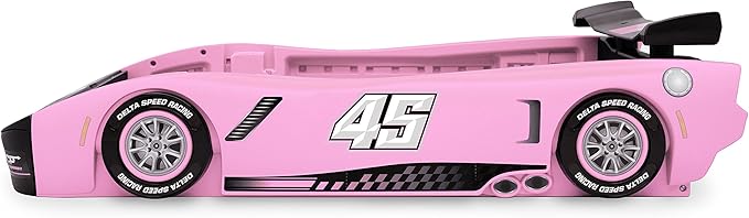 Delta Children Sport Race Car Twin Bed, Pink - LeafyLoom