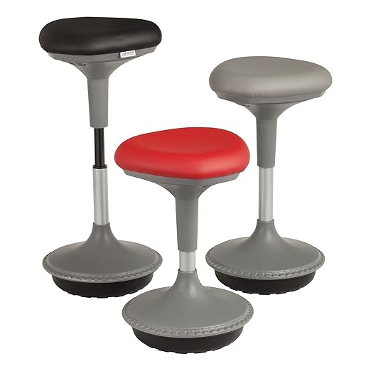 Learniture Adjustable Height Active Learning Stool for Office Desks and Classrooms, Foam-Padded Backless Wobble Stool with Rocking Motion, Gray - LeafyLoom