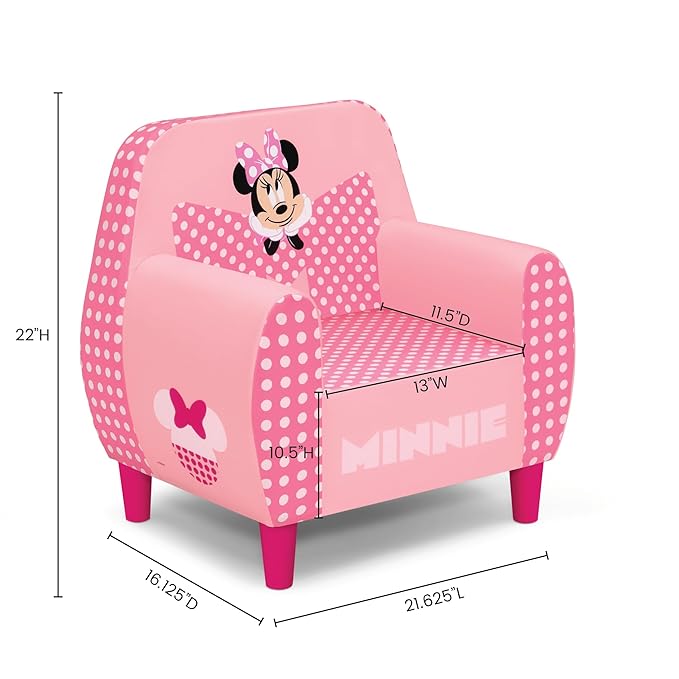 Delta Children - Disney Minnie Mouse Foam Chair for Kids, Pink - LeafyLoom