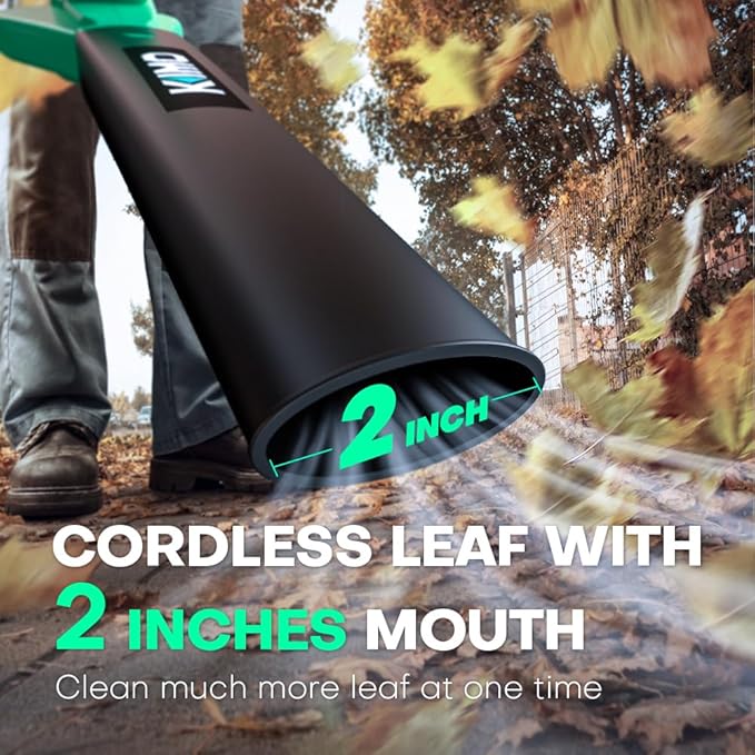 K I M O. Leaf Blower Cordless with Battery and Charger, 2X2.0 Batteries, Extension Tube, 200 CFM 170 MPH Lightweight Cordless Leaf Blower, Battery Operated Leaf Blowers for Lawn Care, Yard|Patio|House - LeafyLoom