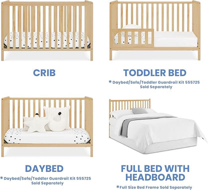 Delta Children Heartland 4-in-1 Convertible Crib, Natural + Twinkle Galaxy Crib and Toddler Mattress (Bundle) - LeafyLoom