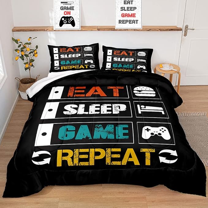 Gaming Comforter for Boys Teen,Game Contoller Bedding Set for Boys Kids,Down Alternative Comforter for All Season,Gamer Home Decor for Boys Comforter Set (Comforter-Game33, Full) - LeafyLoom