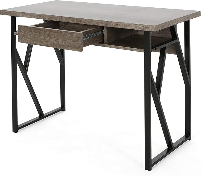 Christopher Knight Home Janet Modern Faux Wood Writing Desk, Dark Gray, Black - LeafyLoom