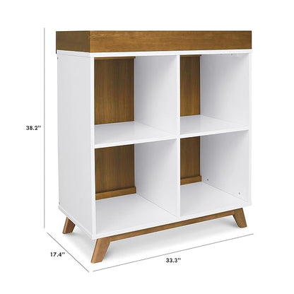 DaVinci Otto Convertible Changing Table and Cubby Bookcase in White and Walnut - LeafyLoom