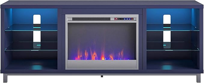 Ameriwood Home Lumina Fireplace TV Stand, Deluxe 70", Navy - LeafyLoom