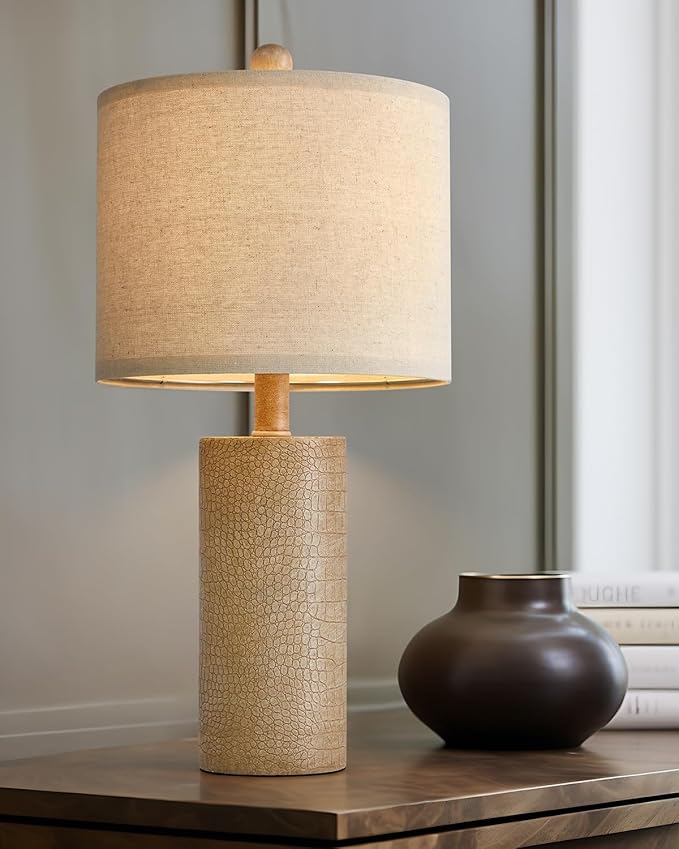 20.5" Farmhouse Lamp Single Resin Table Lamps for Living Room Bedroom Entryway Table Office Dorm Boho Nightstand Small Table Lamp Industrial End Side Table Lamps Gold - LeafyLoom