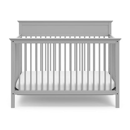 Storkcraft Carmel 5-in-1 Convertible Crib (Pebble Gray) - GREENGUARD Gold Certified, Converts to Toddler Bed & Full-Size Bed, Fits Standard Full-Size Crib Mattress, 4 Adjustable Mattress Heights - LeafyLoom