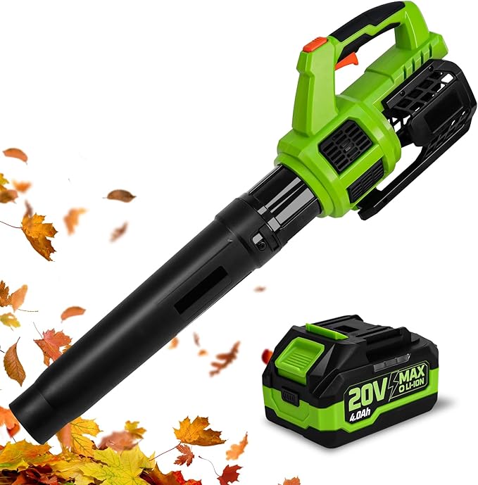 HARDELL Leaf Blower Cordless, 20V Electric Leaf Blower with Battery and Charger, 280 MPH Powerful Battery Powered Leaf Blower for Lawn Care, Patio, Yard, Side Walk, Snow Blowing - LeafyLoom