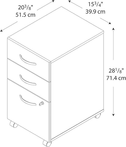 Bush Business Furniture Series C Mobile Under Desk Arrives Fully Assembled | Stylish 3 Drawer File Cabinet for Professional or Home Office, Hansen Cherry - LeafyLoom