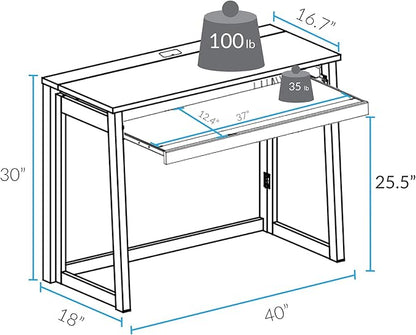 Casual Home Pull-Out & USB Port Folding Desk, Warm Brown (New) - LeafyLoom