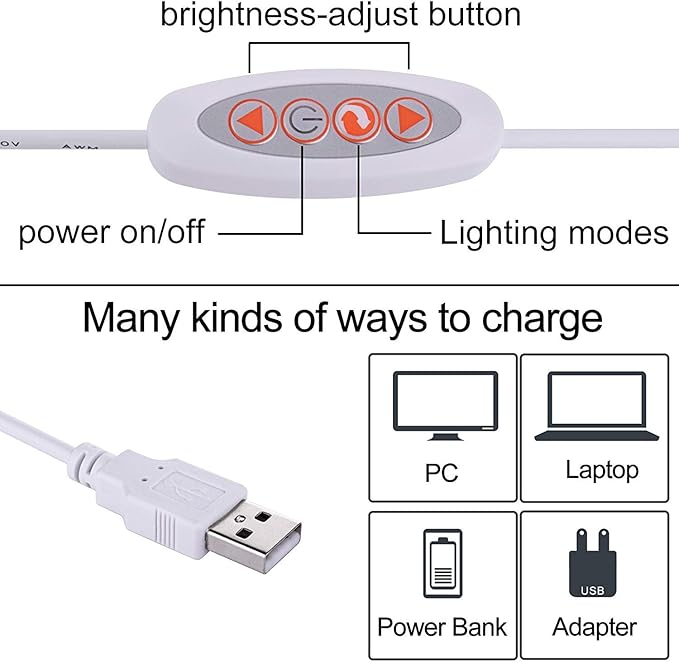 LED Desk Lamp Dimmable Eye-Caring Table Lamp Reading Light Office Light Adjustable 3 Color Modes,14 Brightness Levels, Gooseneck Flexible Clip-on Light for Studying, 5W-White - LeafyLoom