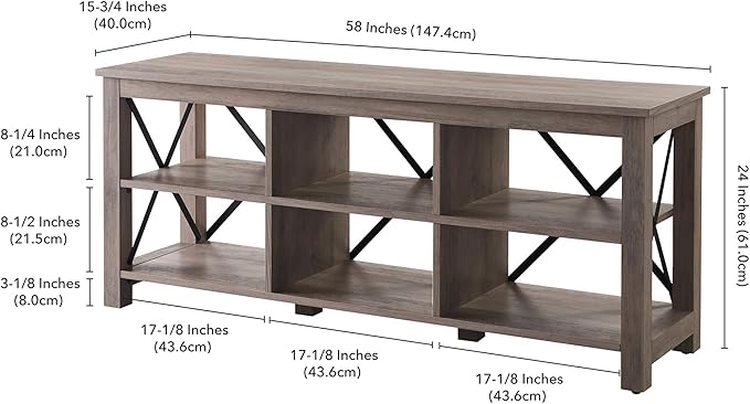 Henn&Hart Rectangular TV Stand for TV's up to 65" in Gray Oak, TV Stands for the Living Room - LeafyLoom