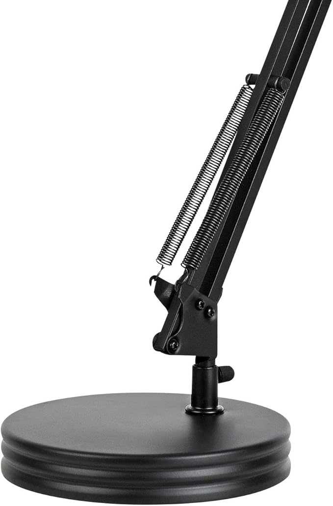 Globe Electric 5698601 28" Heavy Base Top Moving Spring Balanced Swing Arm Desk Lamp, Black, On/Off Rotary Switch on Shade, Office Decor, Reading Light, Home Essentials, Room Lighting - LeafyLoom