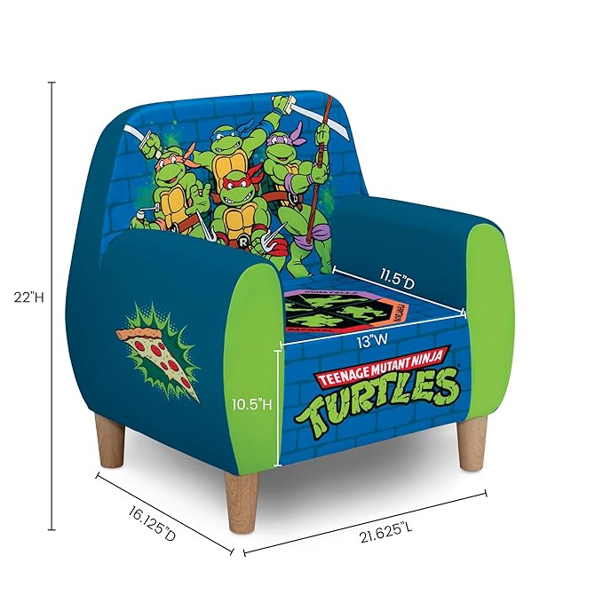 Delta Children Teenage Mutant Ninja Turtles Foam Chair for Kids, Green - LeafyLoom