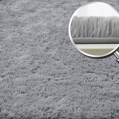 YOBATH Fluffy 8x10 Feet Large Area Rugs for Living Room Bedroom, Big Modern Soft Fuzzy Shaggy Carpet Shag Rugs Girls Boys Kids Nursery Dorm Room, Grey - LeafyLoom