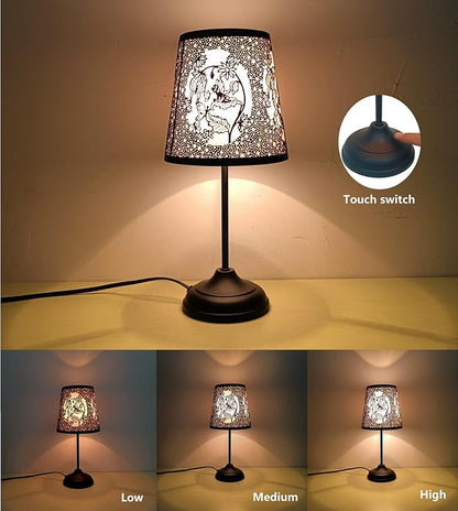 Flower Fairy Touch Lamp with Dimmable Touch Switch,Black Metal Cutout Shade, Flower Fairy Decoration Desk Lamp - LeafyLoom