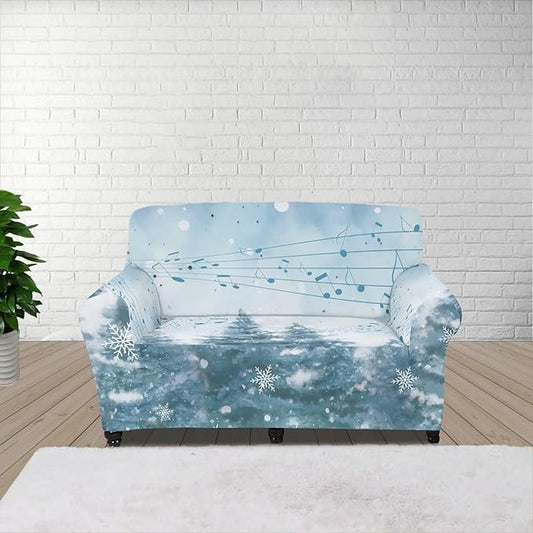 FKELYI Blue Christmas Tree Easy Going Stretch Sofa Slipcover Snow Sofa Couch Cover with Elastic Bottom Stretch Sofa Slipcovers M FKELYI