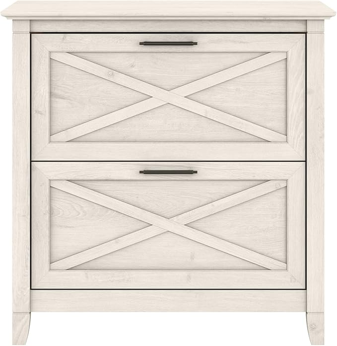 Bush Furniture Key West 2 Drawer Lateral File Cabinet in Linen White Oak | Document Storage for Home Office | Accent Chest with Drawers - LeafyLoom