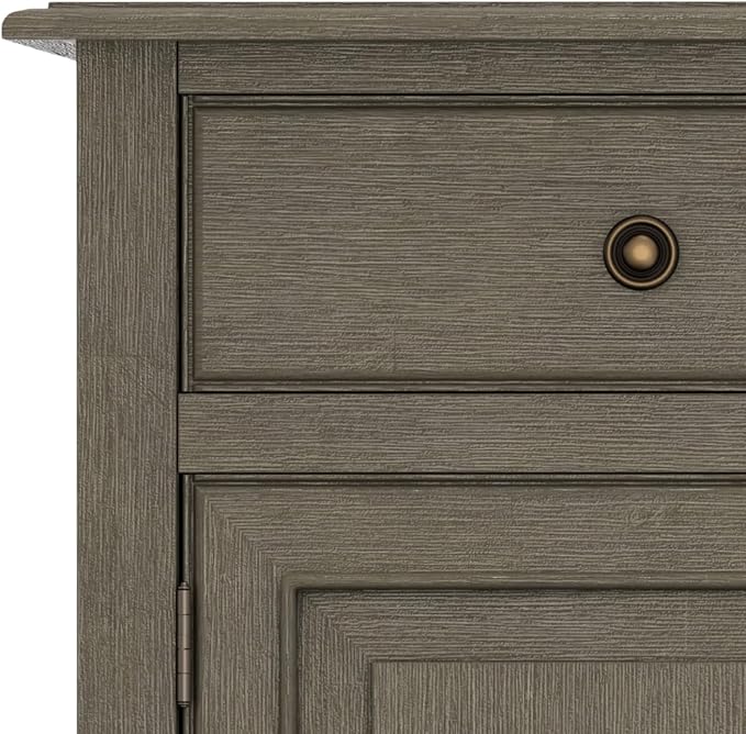 SIMPLIHOME Connaught SOLID WOOD 40 inch Wide Traditional Entryway Storage Cabinet in Farmhouse Grey for the Living Room, Entryway and Family Room - LeafyLoom