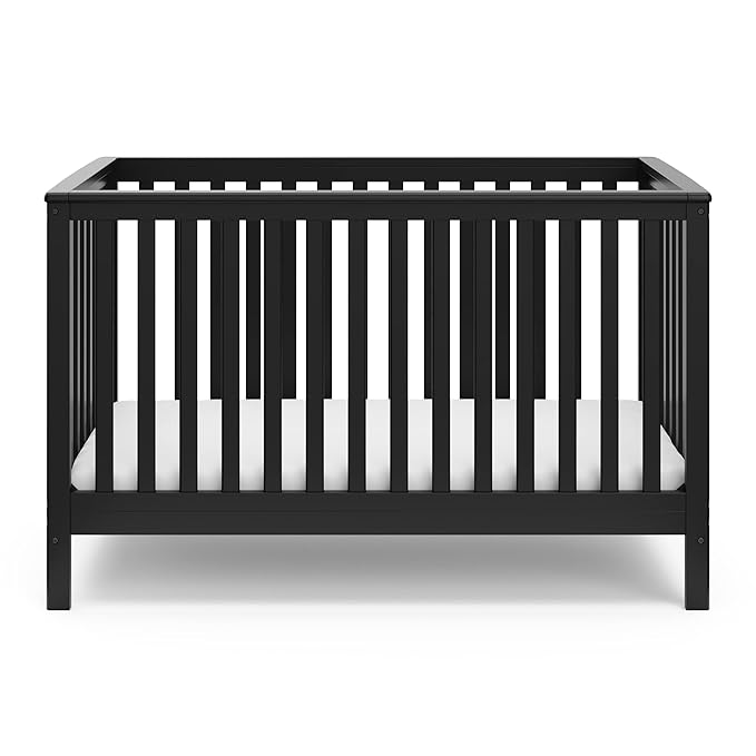 Storkcraft Hillcrest 4-in-1 Convertible Crib (Black) - Converts to Daybed, Toddler Bed, and Full-Size Bed, Fits Standard Full-Size Crib Mattress, Adjustable Mattress Support Base - LeafyLoom