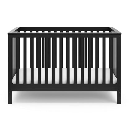 Storkcraft Hillcrest 4-in-1 Convertible Crib (Black) - Converts to Daybed, Toddler Bed, and Full-Size Bed, Fits Standard Full-Size Crib Mattress, Adjustable Mattress Support Base - LeafyLoom