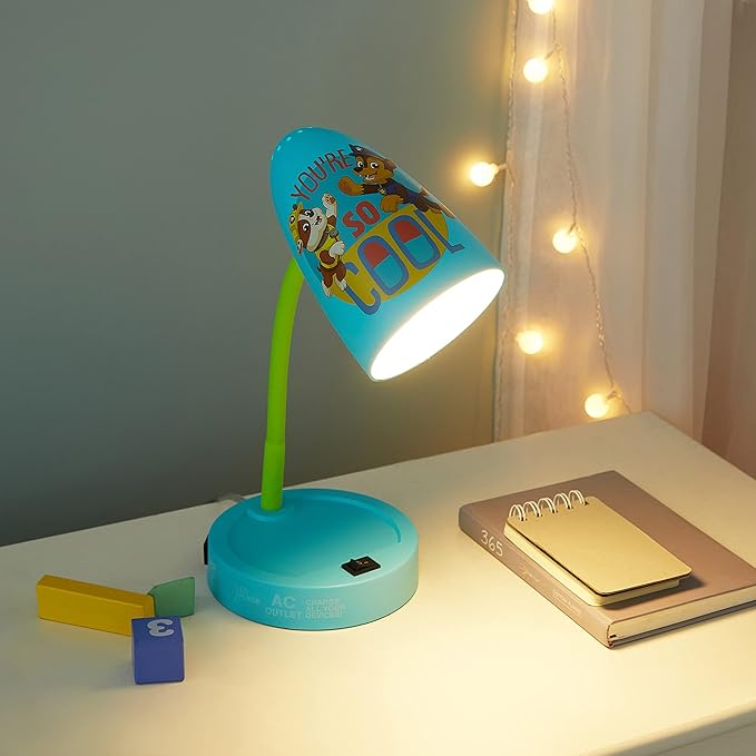 Idea Nuova Paw Patrol Switch Operated LED Task Table and Desk Lamp with Charging Outlet - LeafyLoom