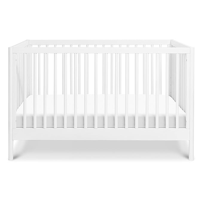 DaVinci Birdie 3-in-1 Convertible Crib, White, Easy Assemble, Greenguard Gold Certified - LeafyLoom