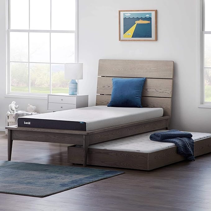 Lucid 5 Inch Gel Memory Foam Mattress - Firm Feel - Gel Infusion - Memory Foam Infused with Bamboo Charcoal - Breathable Cover - Short Queen - LeafyLoom