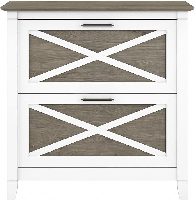 Bush Furniture Key West Lateral File Cabinet, Modern Farmhouse 2 Drawer File Cabinet for Home Office - LeafyLoom