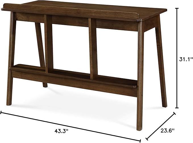 Finch Darren Home Office Drawer Mid Century Accent Desk, 43 Inch Wide Simple Modern Study Table, Walnut Brown - LeafyLoom