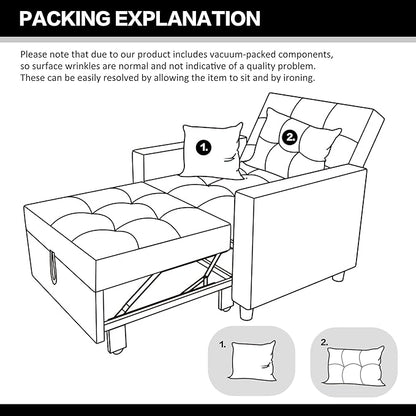 XSPRACER [UPDATED] Convertible Chair Bed, Sleeper Chair Bed 3 in 1, Stepless Adjustable Backrest,Armchair, Sofa, Bed, Flannel, Dark Green, Single One - LeafyLoom