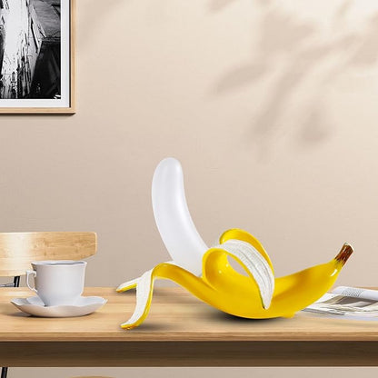 Modern Banana Table Lamp, Desk Lamp,Led Night Light Baking Finish Resin Banana Lighting Fixture for Living Room, Bedroom,Home Office,Kids Room (Lying) - LeafyLoom