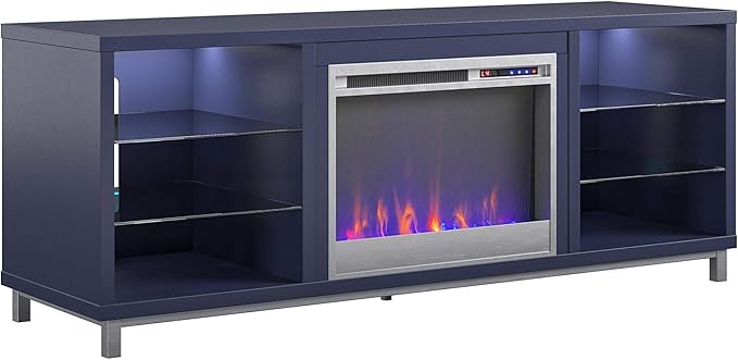 Ameriwood Home Lumina Fireplace TV Stand, Deluxe 70", Navy - LeafyLoom