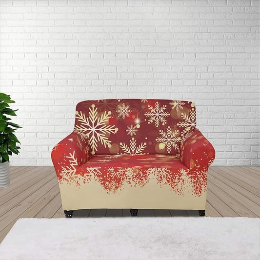 FKELYI Christmas Snow Sofa Slipcover Stretch Sofa Couch Cover for Living Room Non-Slip Furniture Protector Washable Sofa Slipcovers S FKELYI