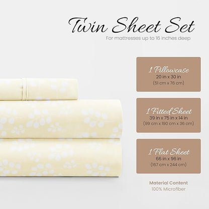 Linen Market 4 Piece Twin Bedding Sheet Set (Wheatfield Ivory) - Sleep Better Than Ever with These Ultra-Soft & Cooling Bed Sheets for Your Twin Size Bed - Deep Pocket Fits 16" Mattress - LeafyLoom