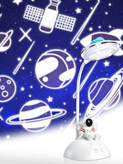 LED Desk Lamp for Kids, Star Projector Galaxy Night Light, Astronaut Cute Small Desk Lamps with USB Charging Port, Eye-Caring Study Table Lamp for Boys Bedroom, Gifts for Christmas, Birthdays - LeafyLoom